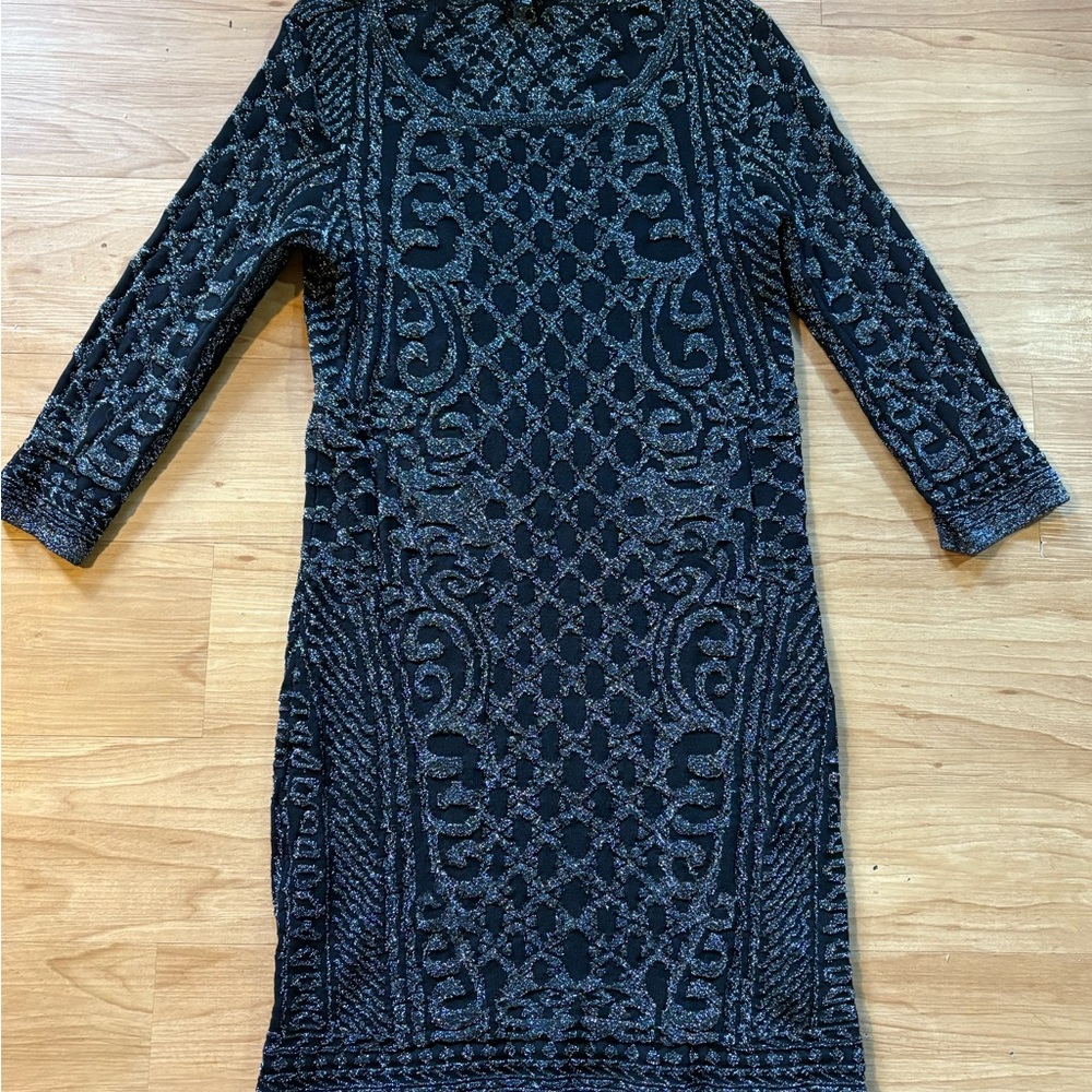 Elegant black and silver sparkle Patterned Dress Le chateau